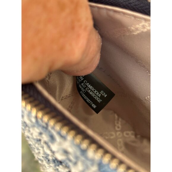 Michael Kors Empire Medium Frayed Blue Denim Chain-Link Pouchette 32S4S8EW6C - Picture 12 of 16